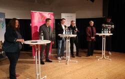 Diskutierten auf der Bühne der Münsinger Zehntscheuer: Moderatorin Silvia Rueß (von links), Alexander Gräff (AfD), Manuel Hailfi