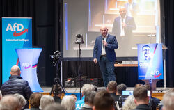 AfD-Spitzenkandidat Markus Frohnmaier in der Betzinger Julius-Kemmler-Halle.