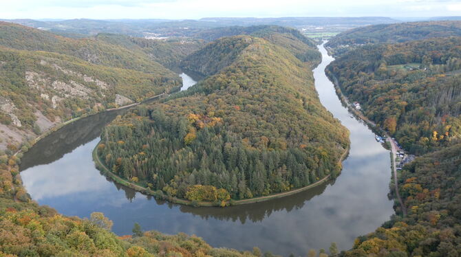 Die Saarschleife bei Mettlach: Der wohl berühmteste Blick auf das Saarland ist durch einen Baumwipfelpfad mit Aussichtsturm bequ