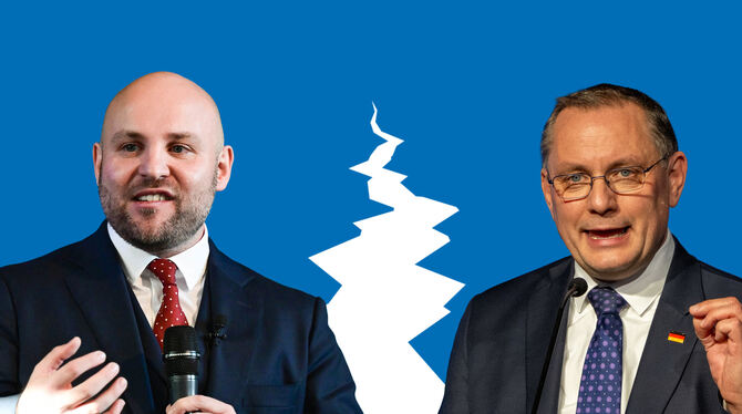 Markus Frohnmaier, der AfD-Spitzenkandidat für die Landtagswahl ist Trump-Fan, Parteichef Tino Chrupalla äußert vorsichtige Krit