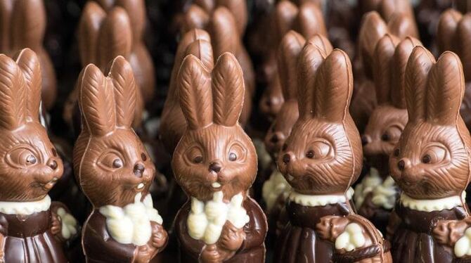 Rund 213 Millionen Schokoladen-Hasen hat die deutsche Süßwarenindustrie hergestellt. Rund 40 Prozent davon gehen in den Expor