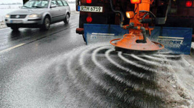 100 Tonnen Salz verbrauchen die Fahrzeuge der technischen Betriebsdienste insgesamt an harten Wintertagen. FOTO: DPA