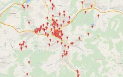 Screenshot der interaktiven Karte: Überall dort, wo ein roter Marker ist, hat ein Leser ein Verkehrsärgernis eingetragen.