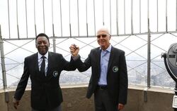 Pele und Beckenbauer färbten das Empire State Building grün. Foto: A. Gombert
