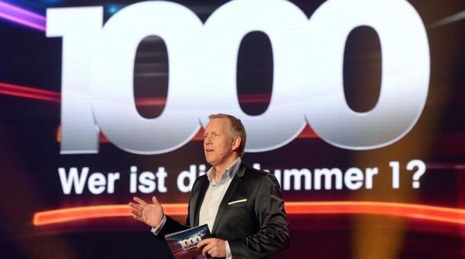 Johannes B. Kerner bei der Aufzeichnung der ZDF-Show »1000 - Wer ist die Nummer 1?« in Berlin. Foto: Sascha Baumann/ZDF