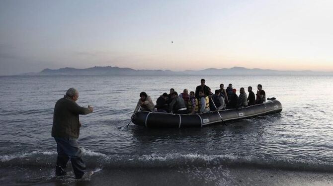Flüchtlinge aus Syrien bei ihrer Landung an der Küste der griechischen Insel Kos. Foto: Yannis Kolesidis