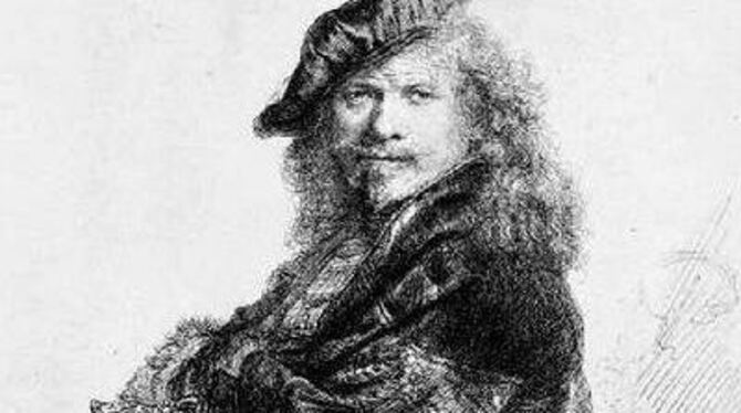 v (1606-1669): Selbstbildnis mit aufgelehntem Arm, 1639, Radierung, Kunstsammlungen der Fürsten von Waldburg-Wolfegg. Zu sehen i