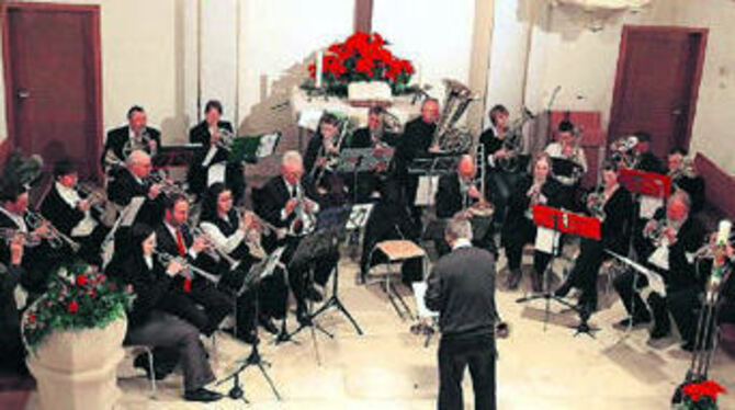 Der erweiterte Posaunenchor Oferdingen beim Konzert in der Rommelsbacher Kirche, dirigiert von Paul Gaiser. FOTO: TRINKHAUS
