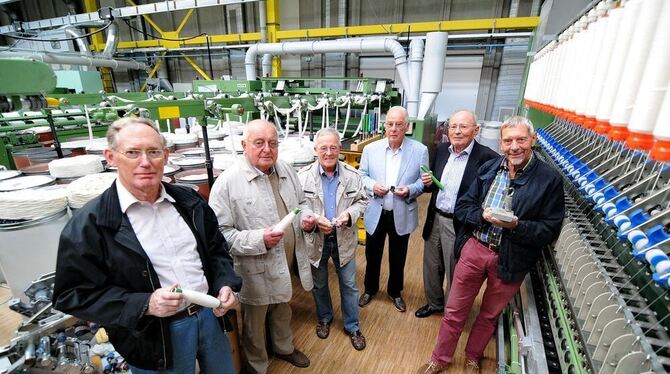 Die »Textilfreunde« (von links), hier ausnahmsweise in der Hochschule: Winfried Hermanutz, Fritz Fleischle, Jörg Spiess, Peter A