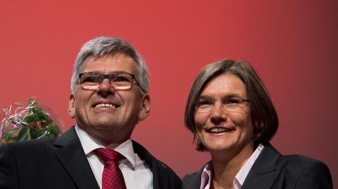 Neues Team: Der Erste Vorsitzende der IG Metall Jörg Hofmann (l) und die Zweite Vorsitzende Christiane Benner. Foto: Alexande