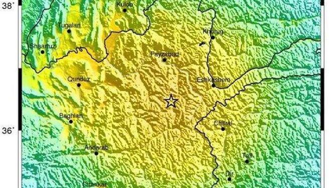 Eine Grafik des US Geological Survey zeigt die von dem Erdbeben betroffenen Regionen in Afghanistan. Foto: USGS Eine Grafik des US Geological Survey zeigt die von dem Erdbeben betroffenen Regionen in Afghanistan. Foto: USGS