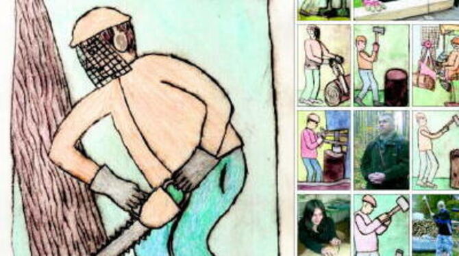 Zusammen mit ihrem Kunstlehrer, dem Holzelfinger Künstler Peter Barth, haben die Gustav-Heinemann-Schüler kolorierte Radierungen