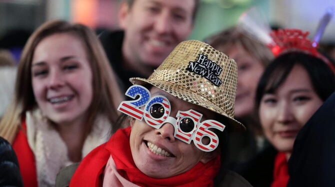 Ausgelassene Silvesterparty auf dem Times Square in New York.