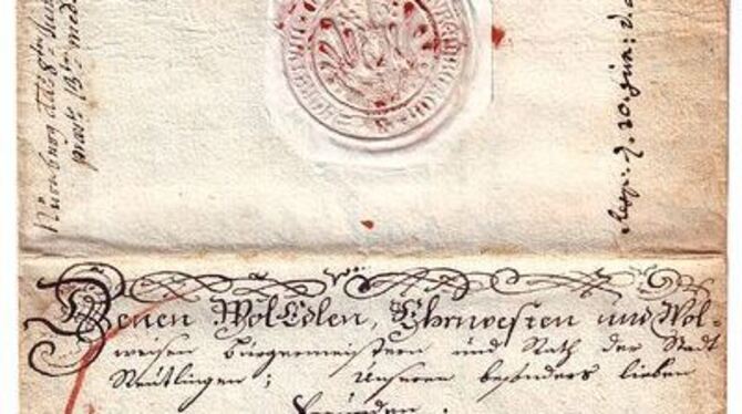 Kostbarkeit aus dem Jahr 1768: Dieser Brief von Nürnberg an Reutlingens Bürgermeister ist beim Großtauschtag in der Listhalle zu