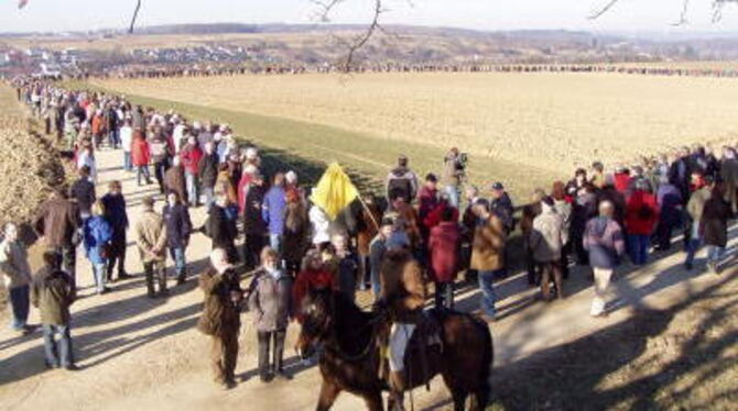 Geballter Bürgerprotest: Mit einer Menschenkette drückten an die 3 000 Nürtinger Bürger ihren Unmut gegen das Projekt des Metzin