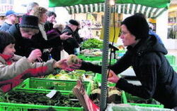 Reichlich Auswahl an saisonalem Gemüse finden Jonas und Yanik Bretzler auf dem Wochenmarkt. GEA-FOTO: SCHÖBEL