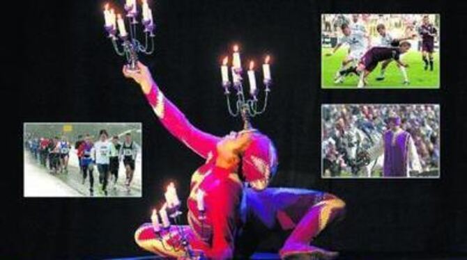 Chinesische Akrobatik in Tübingen: Das Dezember-Motiv des GEA-Kalenders 2008 stammt von der Gala-Veranstaltung des schwäbischen