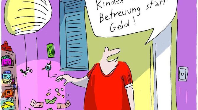 Fantasievoll abwegig: Becks Karikatur »Betreuung statt Geld«. FOTO: CARICATURA