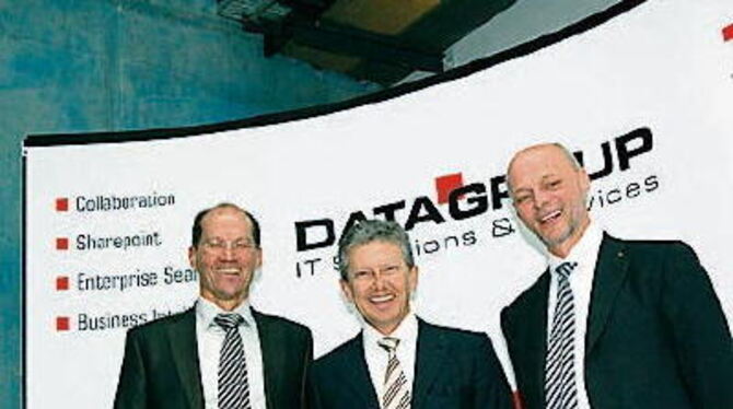 Die Datagroup-Vorstandsmitglieder von links: Roland Bihler, Hans-Hermann Schaber und Andreas Holm.	
ARCHIVFOTO: PFISTERER