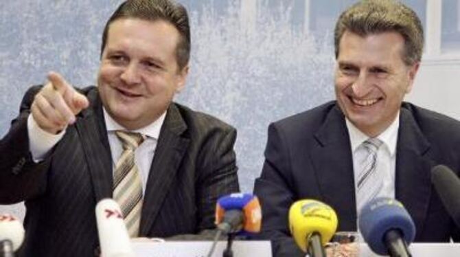 Stefan Mappus (links) will Nachfolger von Oettinger werden.
FOTO: DPA