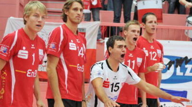 Immer voll bei der Sache: Rottenburgs emotionale Volleyballer.
GEA-FOTO: PACHER
