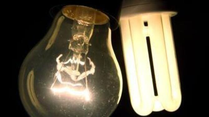 Alt und neu: Eine 60-Watt-Glühbirne und eine 11-Watt-Energiesparlampe.
FOTO: DPA
