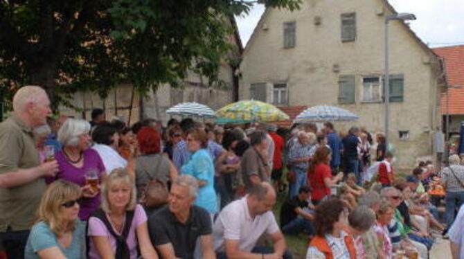Im Garten des Heimatmuseums wurde geplauscht, genossen und dem Sound der »Gluzger« gelauscht. GEA-FOTO: ZENKE
