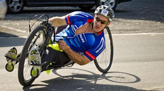Hier ist Muskelkraft gefragt: Allein durch die Arme wird das Handbike angetrieben. Beim Tübinger Erbe-Lauf können sich die Sport