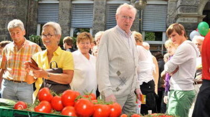 Prächtiges Angebot nicht nur an Tomaten: der Neigschmeckt-Markt gestern in der Oststadt. FOTO: TRINKHAUS