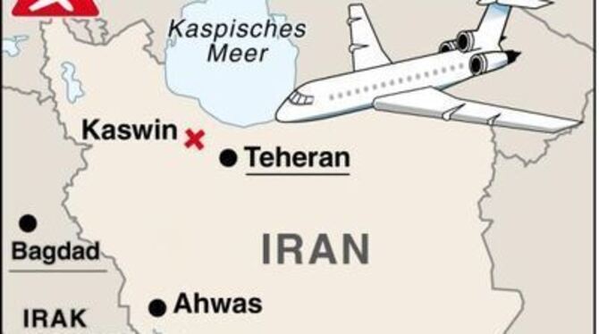 Die voll besetzte Tupolew stürzte in der Kaswin Provinz nordwestlich der Hauptstadt Teheran auf ein Feld.
GRAFIK: DPA