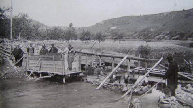 Schafwäsche in Wasserstetten 1934.  FOTO: PR