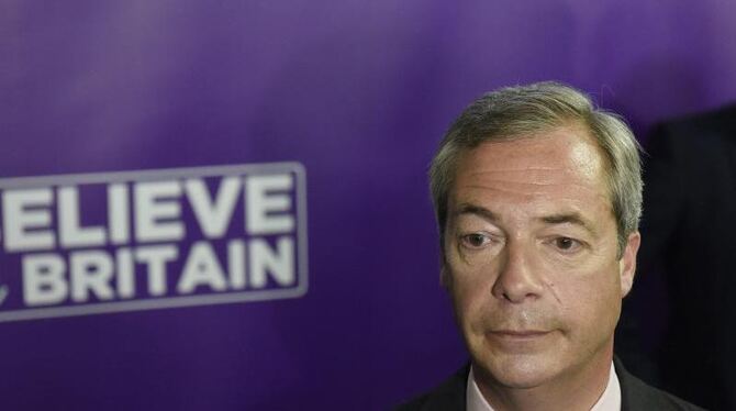 Der Chef der rechtspopulistischen britischen Partei Ukip, Nigel Farage, tritt zurück. Foto: Facundo Arrizabalaga