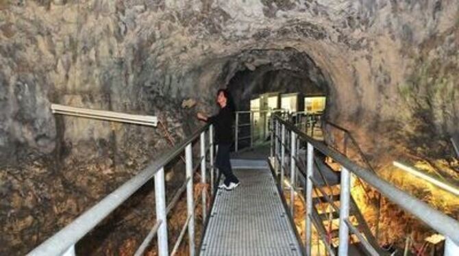 Einzigartige Fundstätte: Die Höhle im Hohle Fels bei Schelklingen, in der Tübinger Forscher graben. GEA-FOTO: MEYER