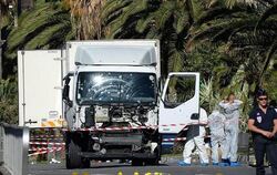 Der Lastwagen des Attentäters. Mindestens 84 Menschen war bei der Bluttat ums Leben gekommen. Foto: Andreas Gebert