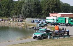 Leipziger Naturbad 'Bagger':In dem See entdeckten zwei Schwimmer Leichenteile. Foto: Sebastian Willnow