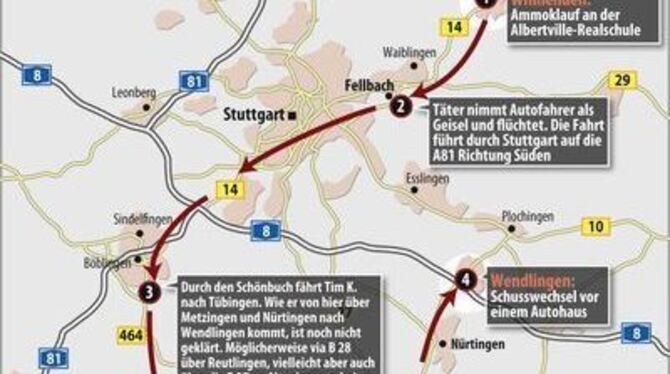 Führte die Fluchtroute von Tim K. auch durch Reutlingen?
INFOGRAFIK: BIZ