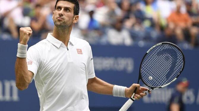 Novak Djokovic ballt nach dem klaren Sieg über Gael Monfils die Faust. Foto: Daniel Murphy