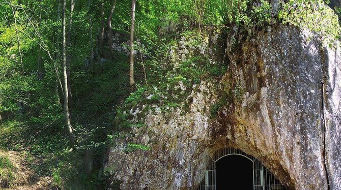 Der Hohle Fels im Achtal nahe Schelklingen, Fundort der Frauenfigur aus Mammutelfenbein »Venus vom Hohle Fels«. FOTO: ALB-DONAU-